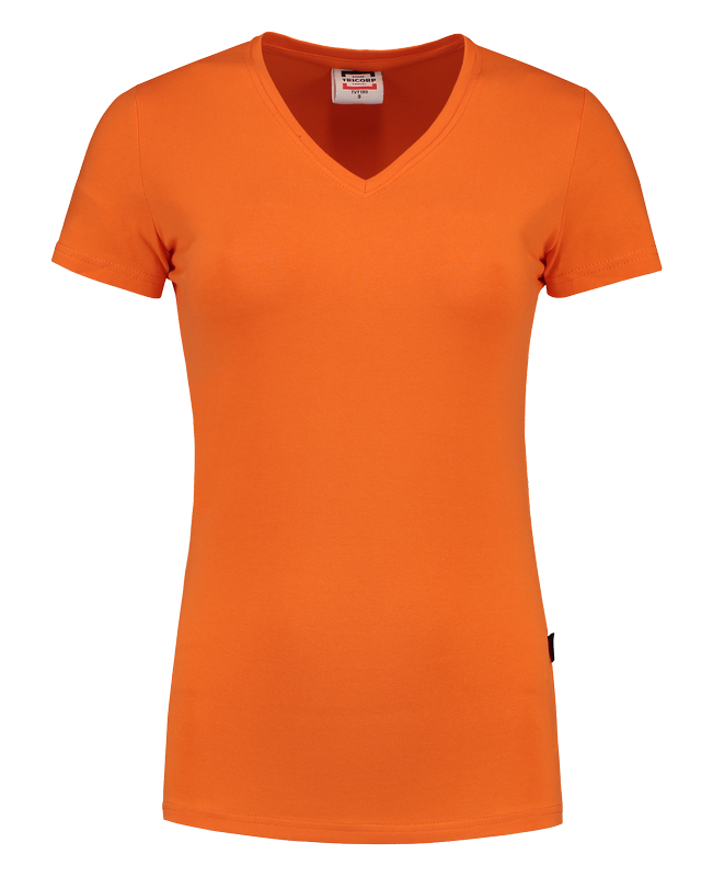 TRICORP T-Shirt V Hals Fitted Dames - Orange